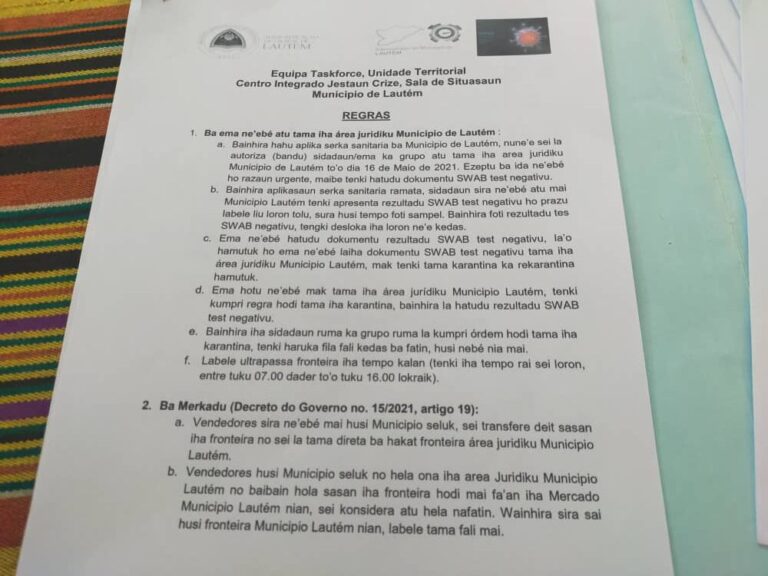 Covid-19, Lautém Aplika Regra Bandu Sidadaun Movimentu Tama Sai Munisípiu Seluk