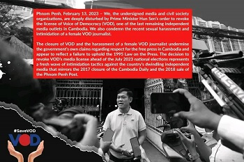 Joint Statement: Media and civil society groups deeply disturbed by government’s decision to revoke VOD’s media license and the sexual harassment of a female reporter  